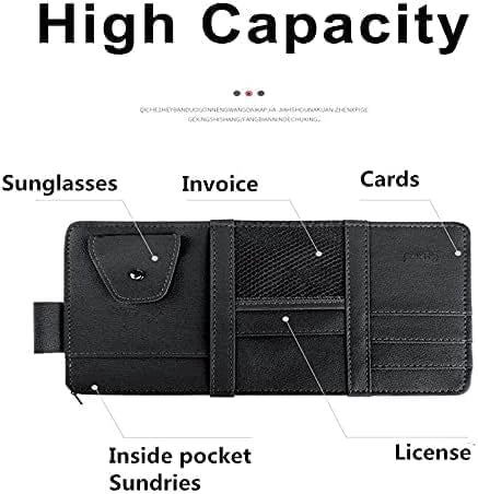 Car Sun Visor Organizer – Multi-Pocket PU Leather Storage (Black)