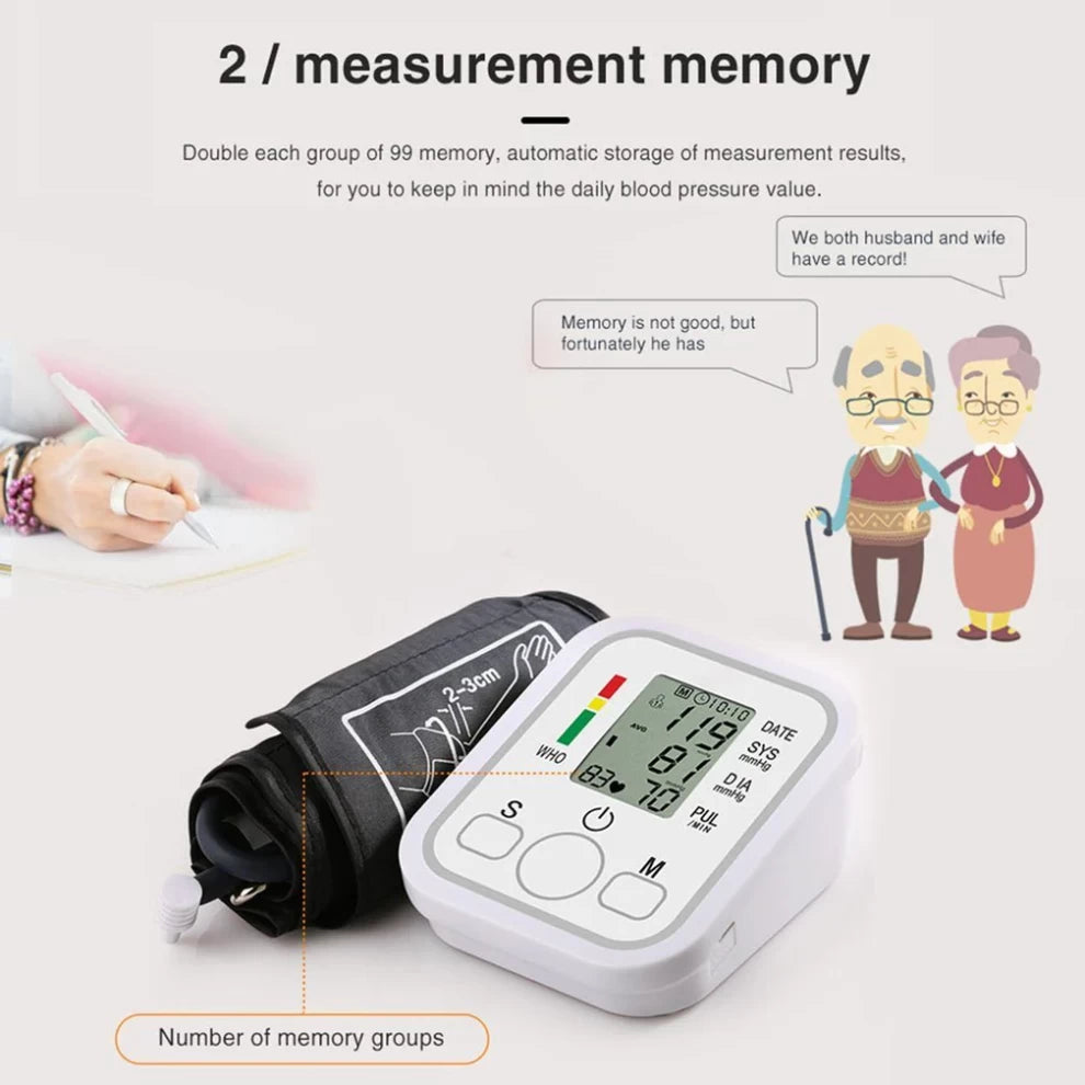 Upper Arm Blood Pressure Monitor Machine Digital LCD Display