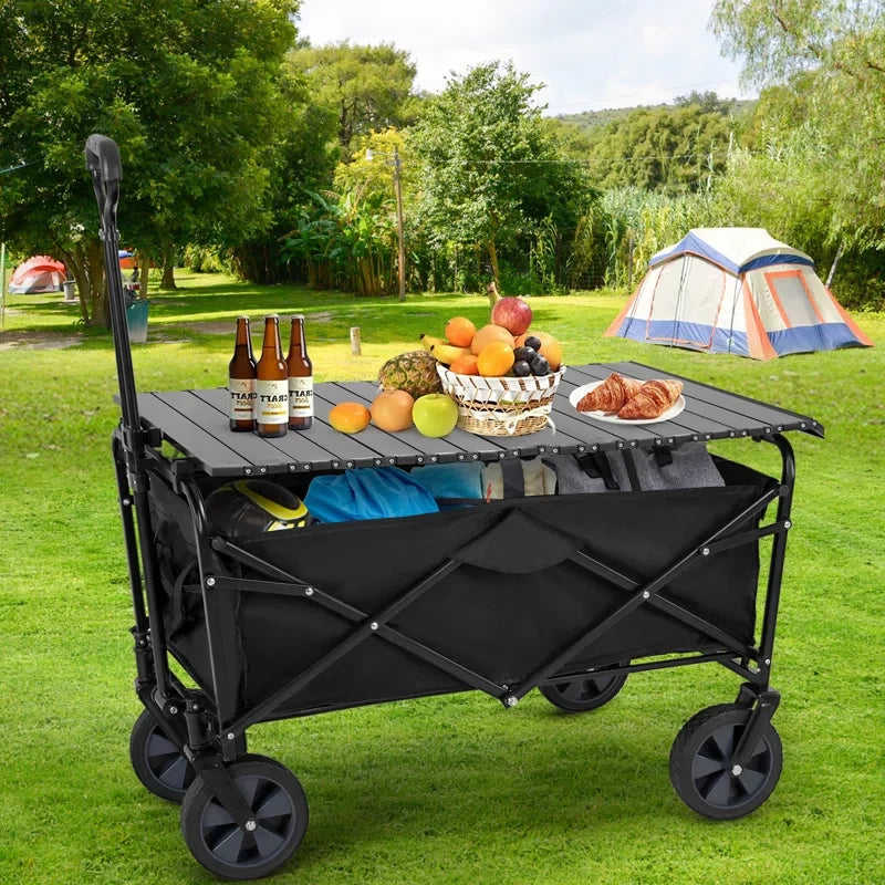 2 in 1 Heavy Duty Foldable Trolley Cart Wagon & Table – 90L