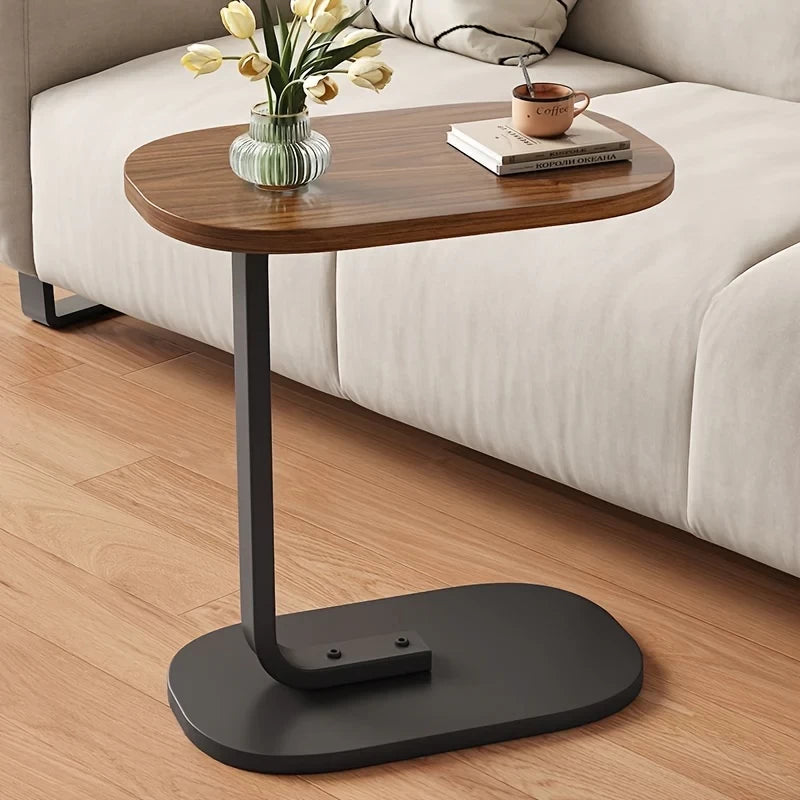 Chic C-Shaped Wooden Side Tabl