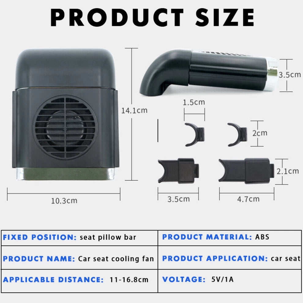 Car Seat Back Fan 5-Speed Silent Air Cooling