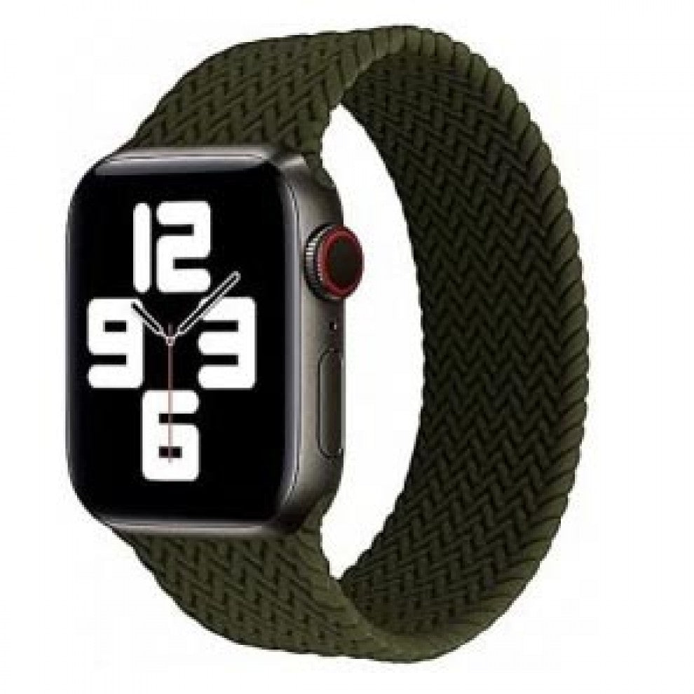 Braided Solo Loop Silicone Watchband For Apple watch- Green