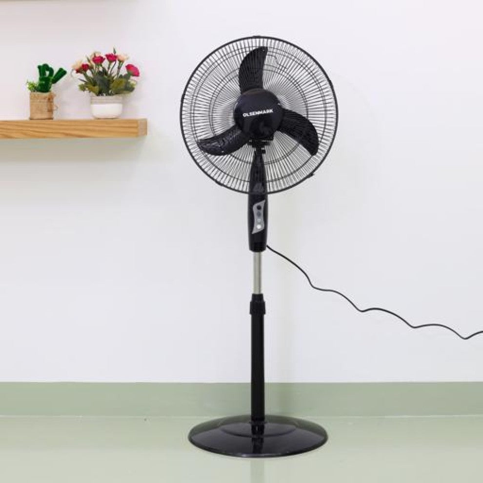 Stand Fan, 16 Inch - Strong Fan Guard - 5 Leaf Blades - Powerful