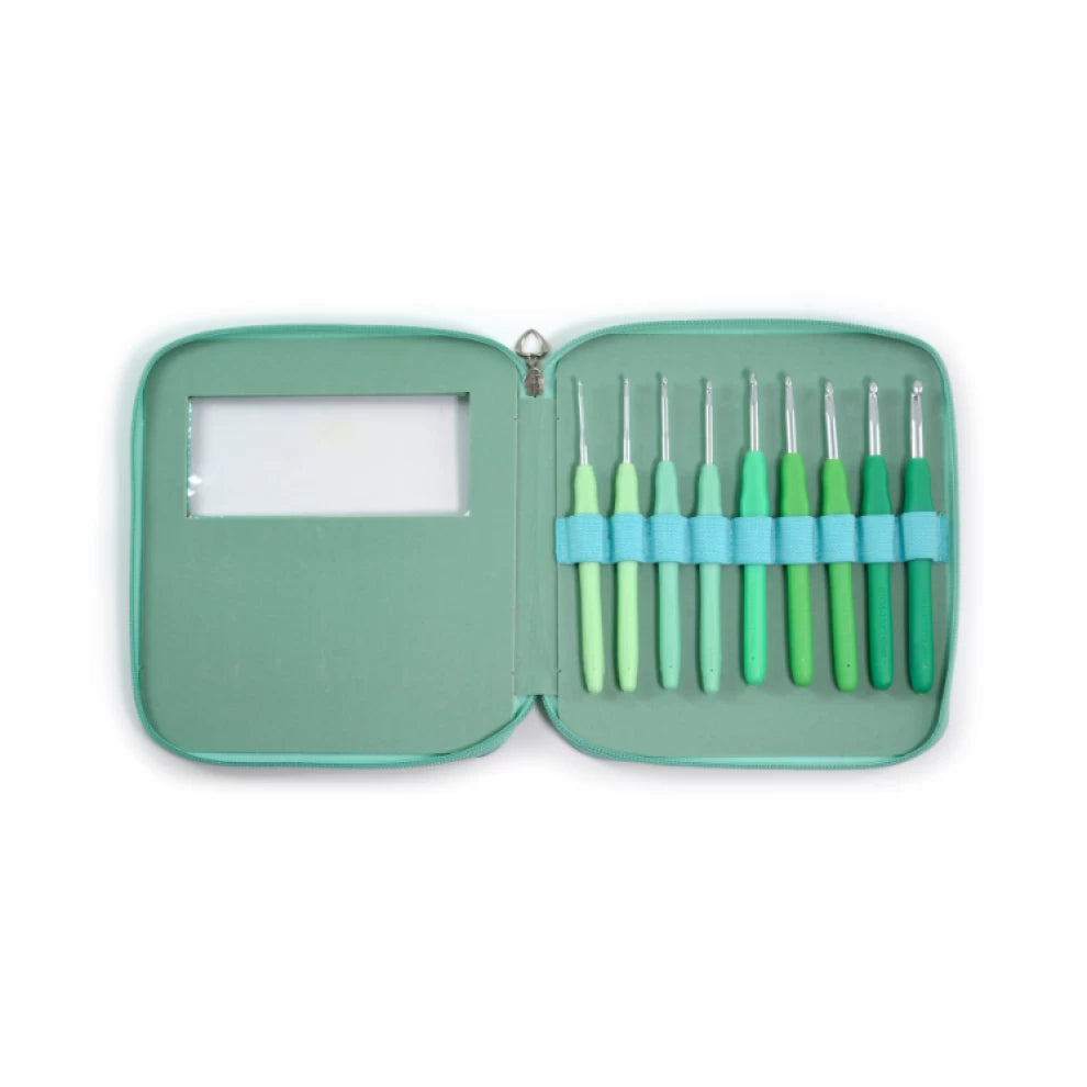 Circulo Aluminium Crochet Hook Set with Green Case