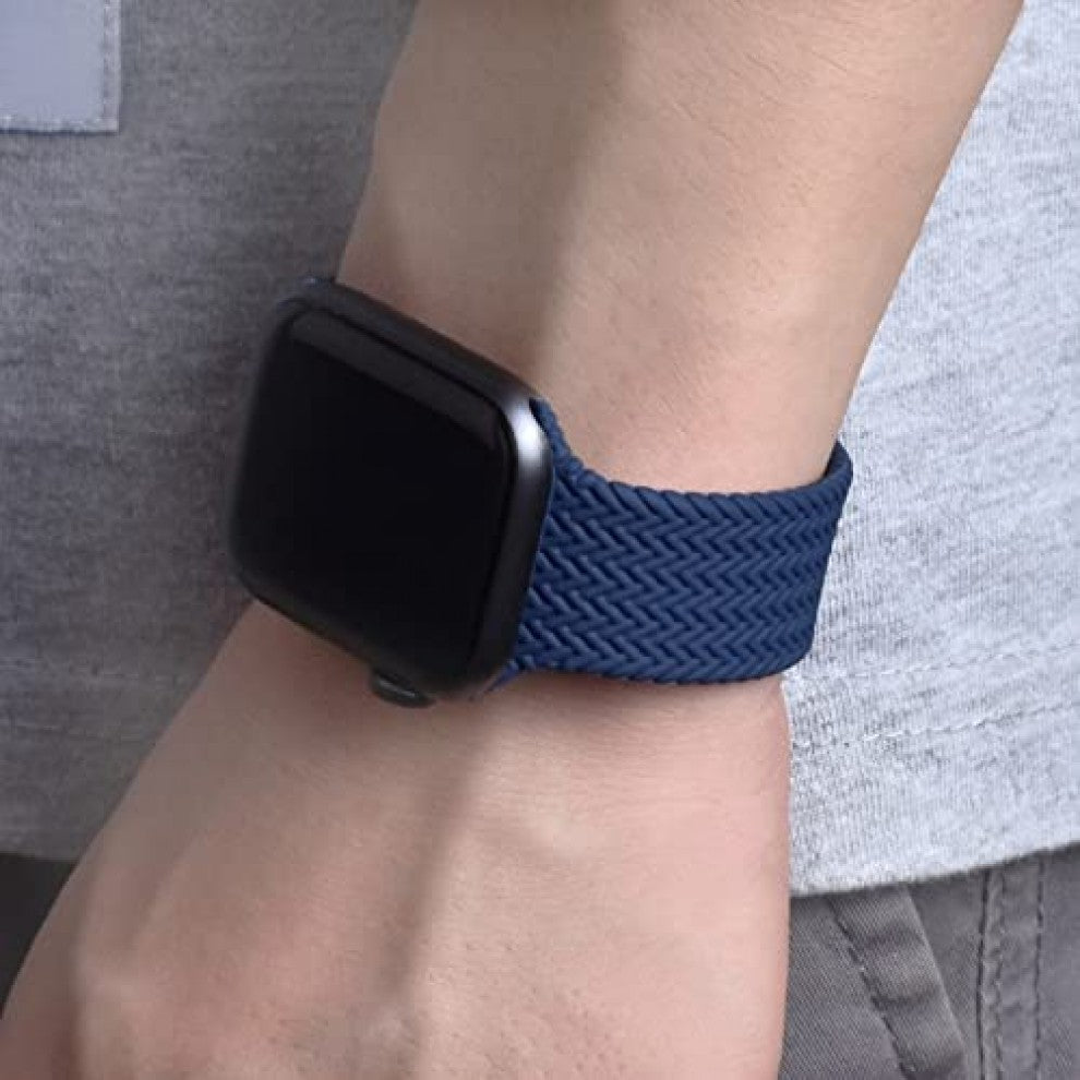 Braided Solo Loop Silicone Watchband For Apple watch- Blue Navy