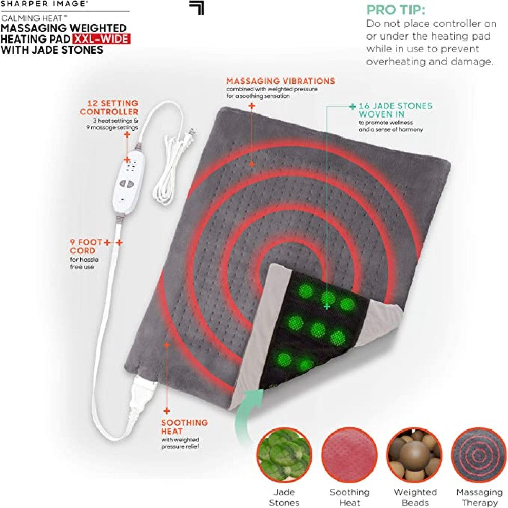 Calming Heat Wide Back Pain Massaging Pad 90 Degrees-Electric Pad