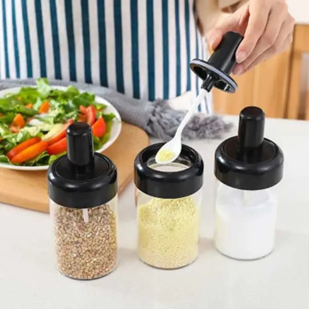 Spice Rack Bottle With Spoon 4 Pcs Set
