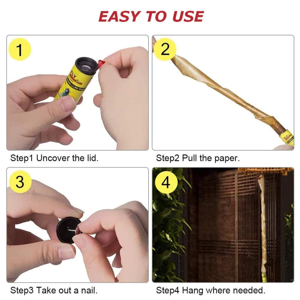 Sticky Fly Trap 4 Rolls Pack, Mosquito Catcher Killer-70cm