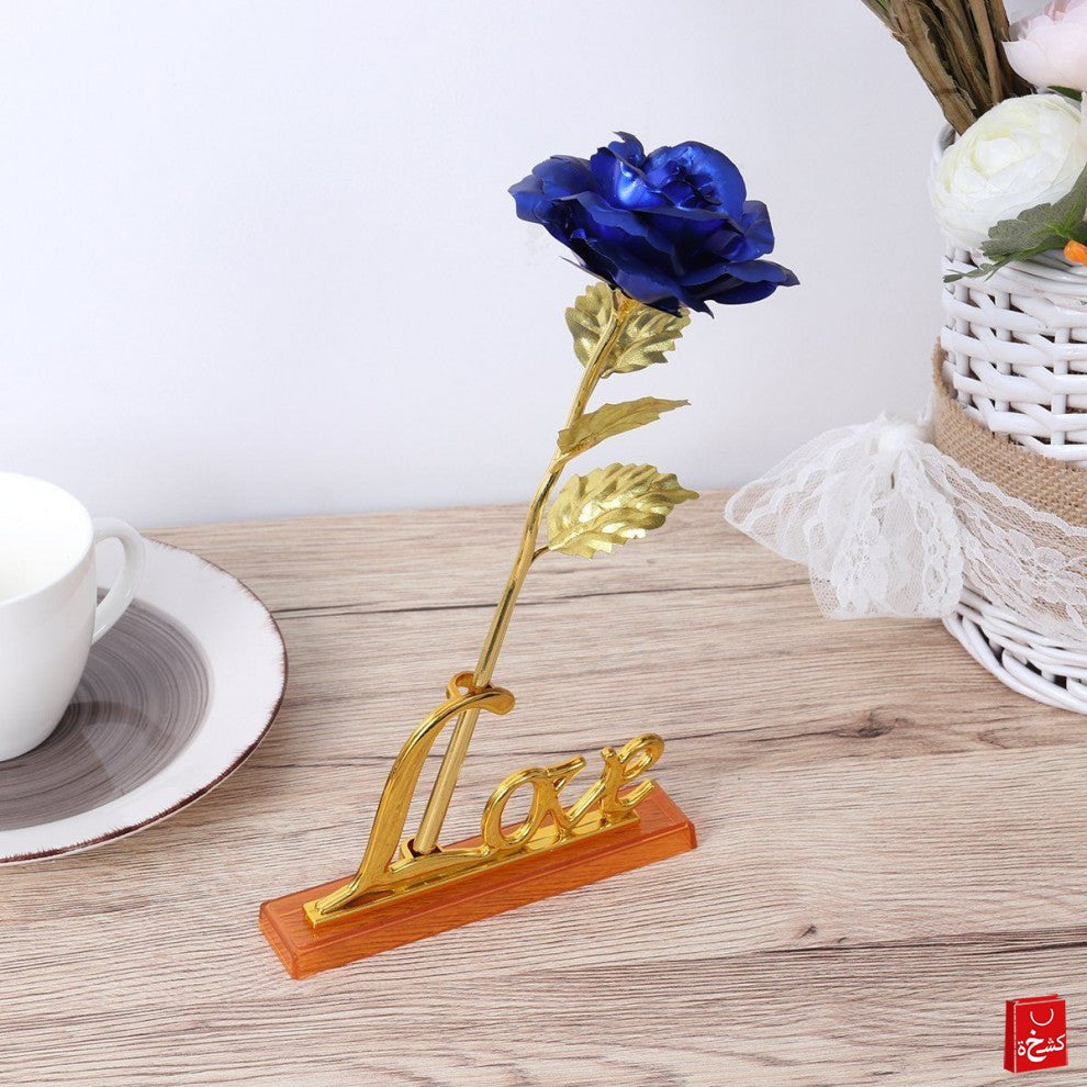 24k Gold Rose Flower Valentine's - Blue