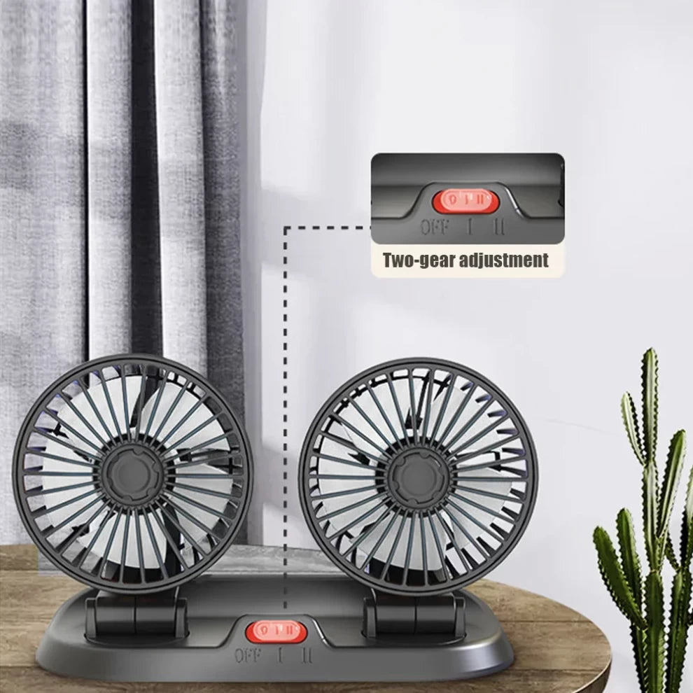 Car Cooling Fan Dual Head Lighter Powered -12V