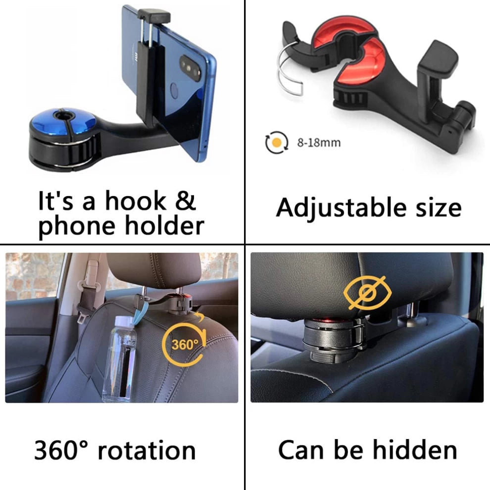 Car Hooks with Phone Holder 2 In 1