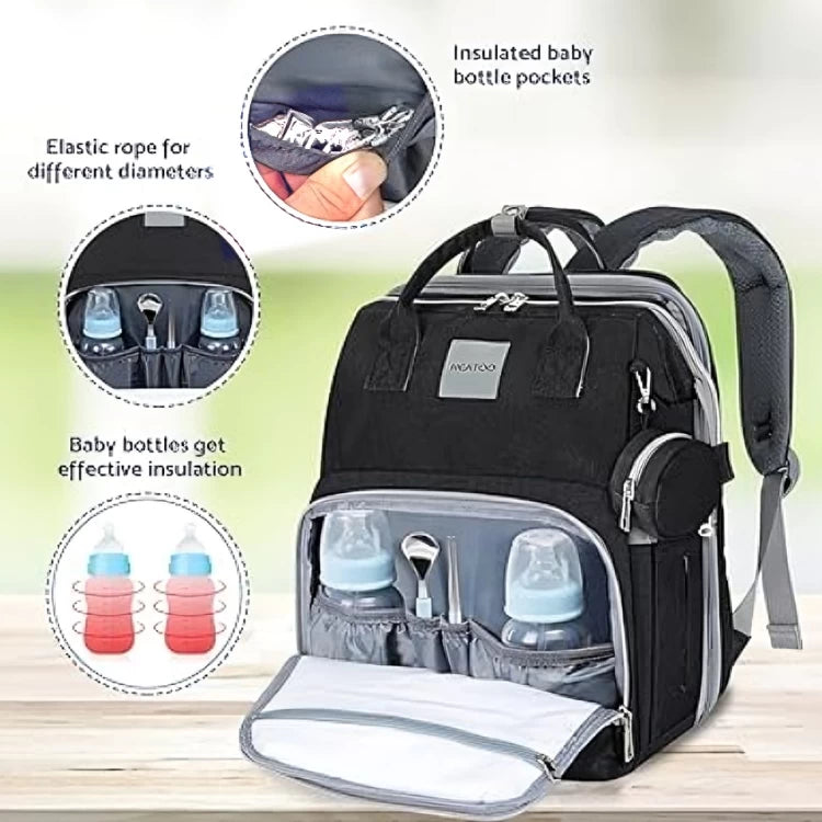 2 in 1Foldable Travel Baby Diaper Backpack  with bed