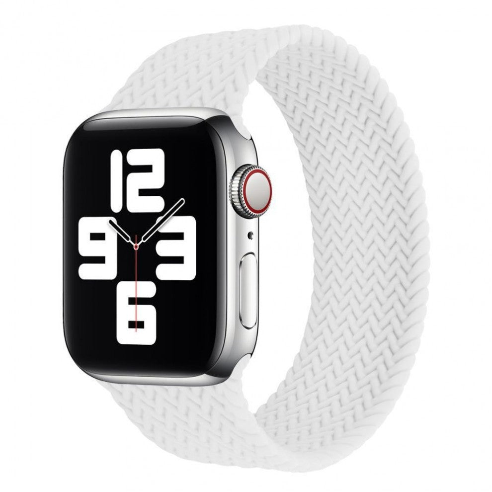 Braided Solo Loop Silicone Watchband For Apple watch- white