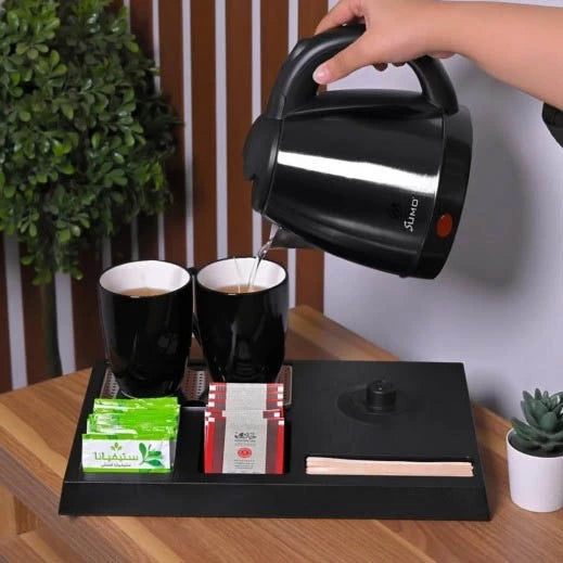 Sumo Electric Hotel Kettle With Ceramic Cups Black 1.2L-Black