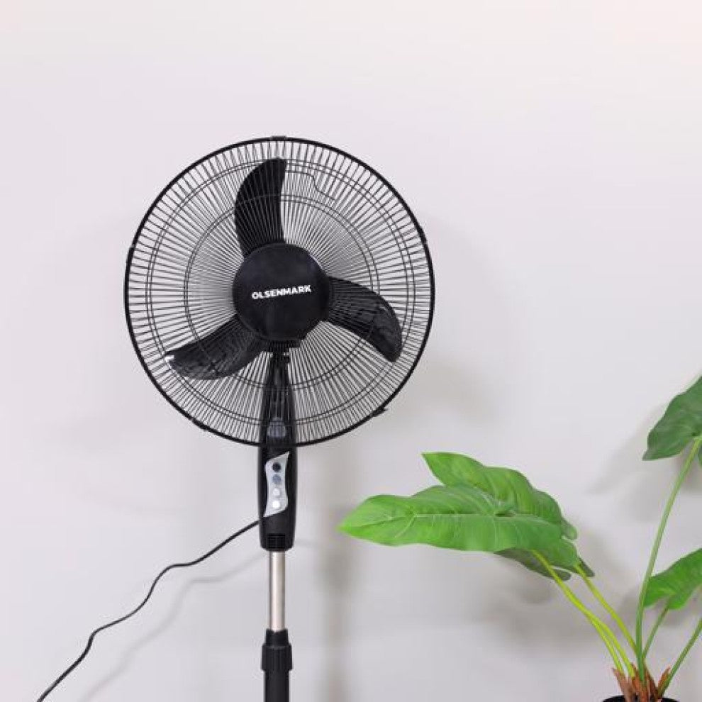 Stand Fan, 16 Inch - Strong Fan Guard - 5 Leaf Blades - Powerful