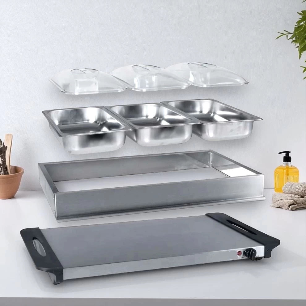 Sumo Electric Buffet Food Warmer Tray With 3 Compartments -300W