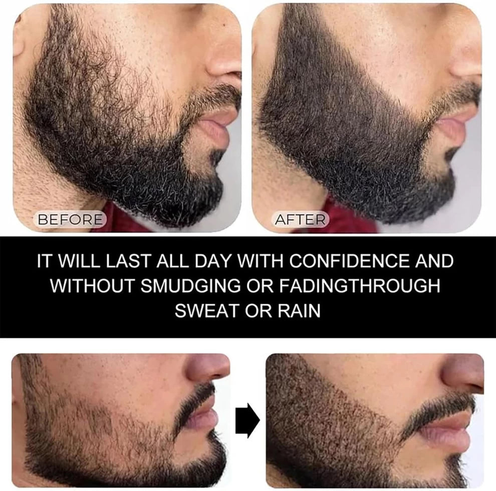 Waterproof Beard Filling Pen with Beard Brush Black