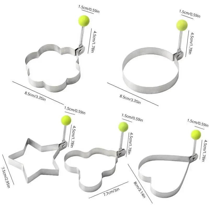 Stainless Steel Fried Egg Mold & 5 Different Shapes
