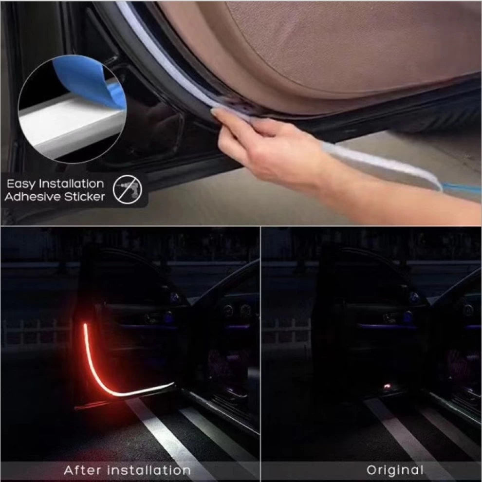 2in1 Car LED Door Warning Strip Strobe Flash Lamp Red White Anti-collision Welcome Decorative Light