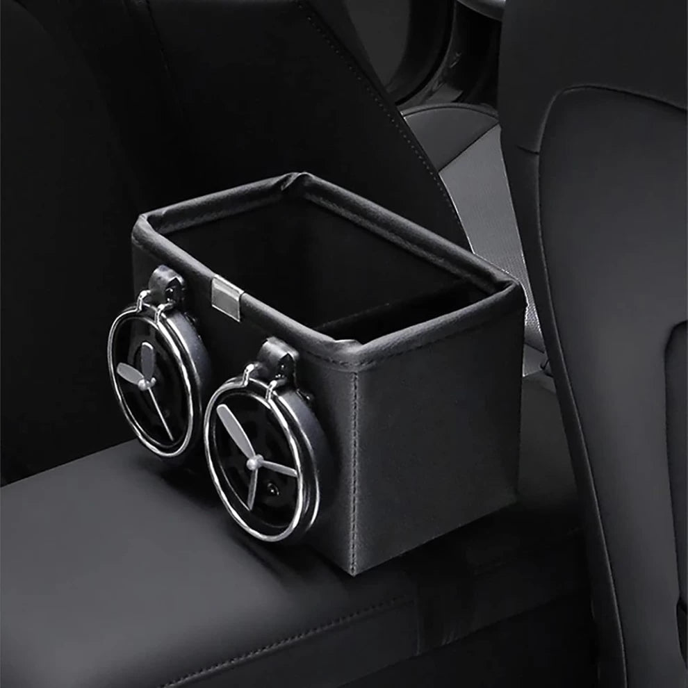 Car Storage Box Organizer Two Collapsible Cup Holders