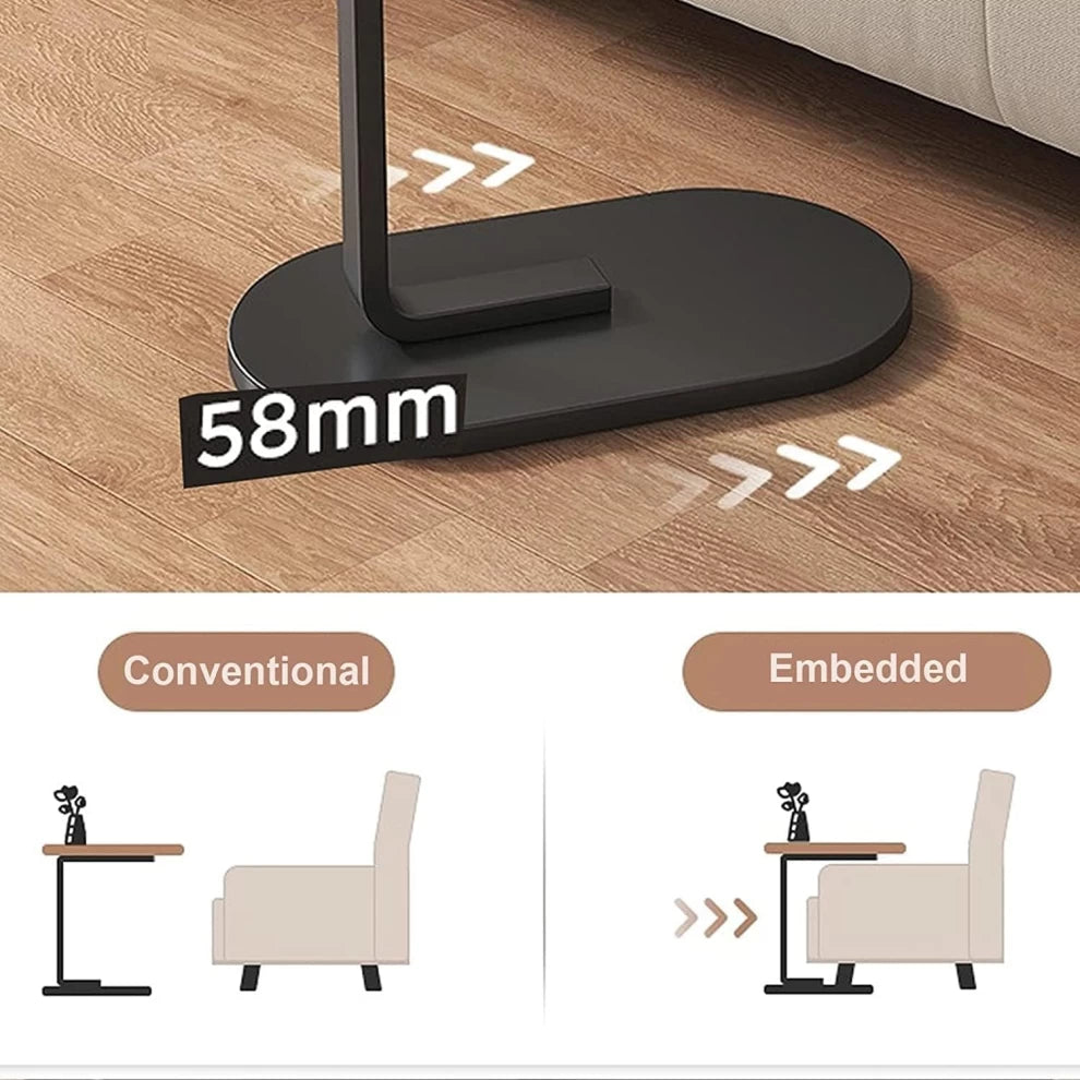 C-Shaped End Table Premium Black Coffee & TV Dinner Bedside Side Table Black (With installation)