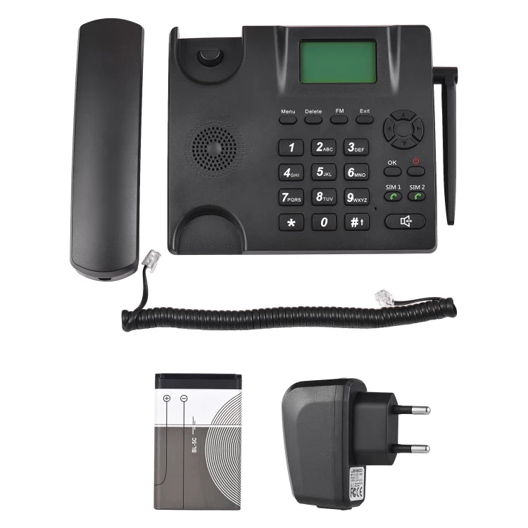 Wireless GSM Desk Phone with 2 SIM cards slots-ReChargable Battery