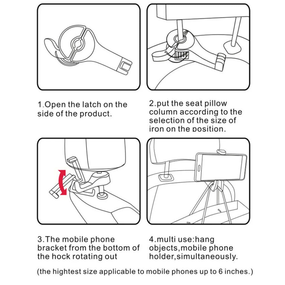 Car Hooks with Phone Holder 2 In 1