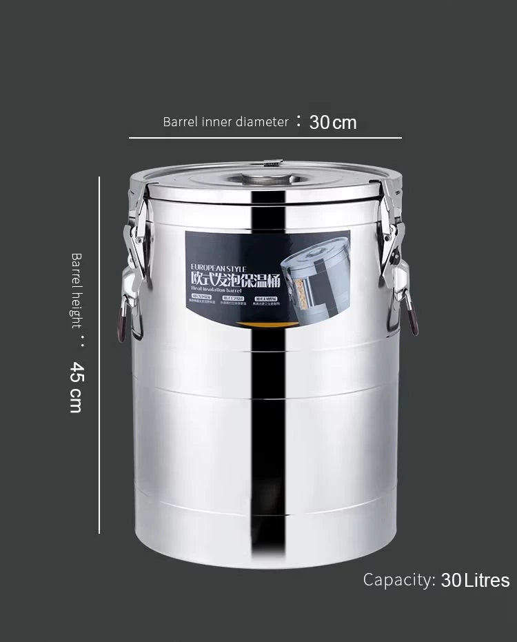 Stainless Steel Insulated Barrel – High-Capacity Thermal Food Container 30L