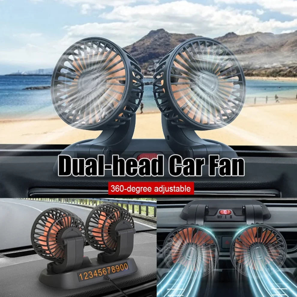 Car Cooling Fan Dual Head Lighter Powered -12V