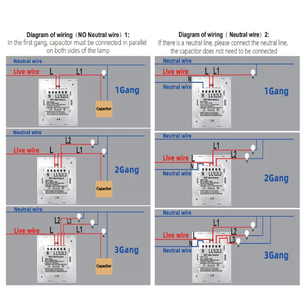 1 Gang Smart Touch switch - Neutral