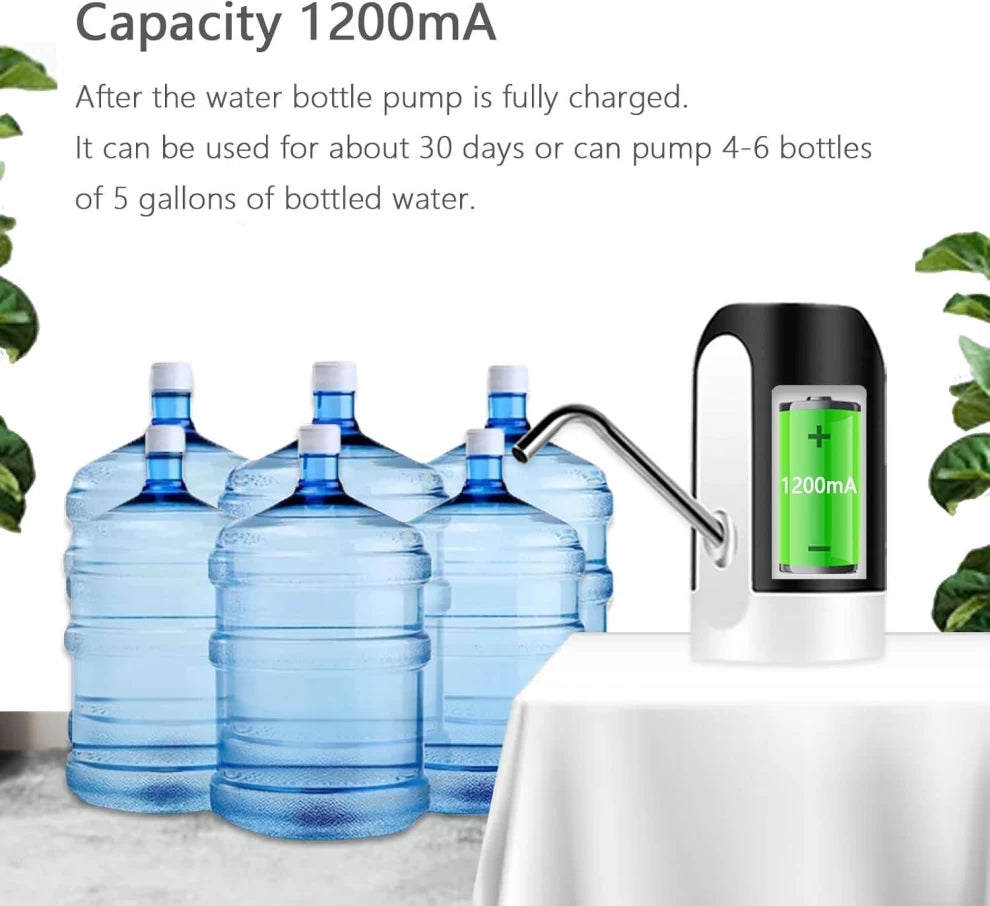 Water Bottle Pump – USB Charging Automatic Dispenser (Black)