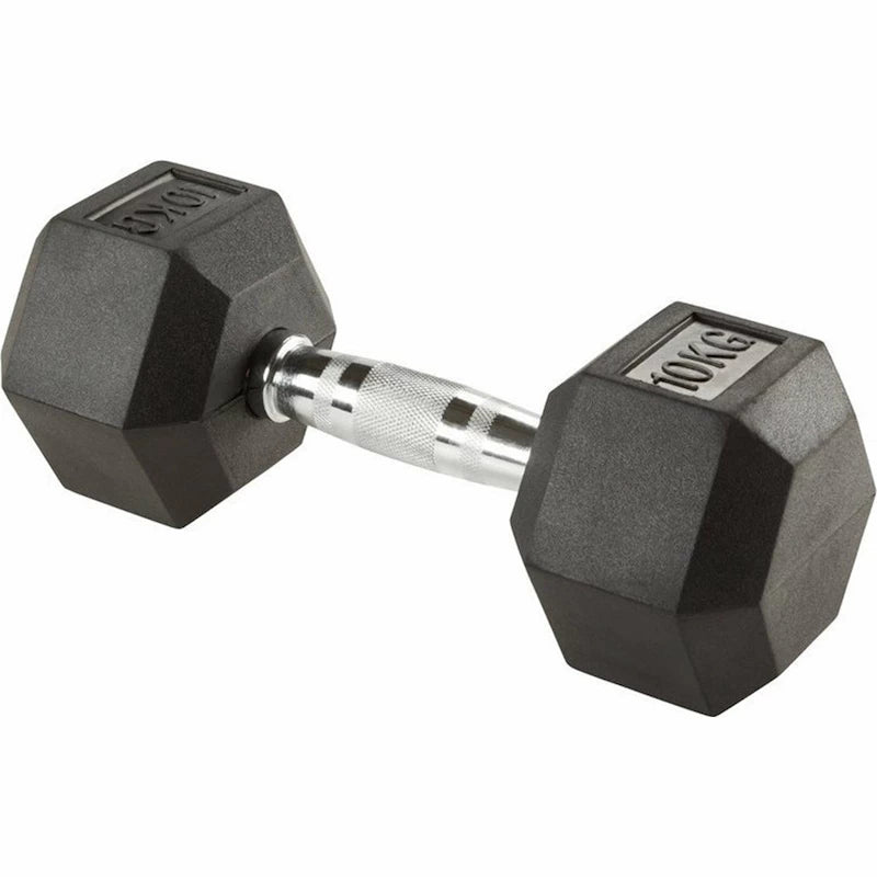 Weight Lifting Black Rubber Hex Dumbbell