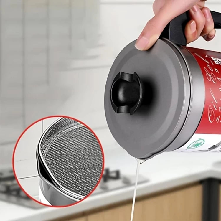 Stainless Steel Cooking Oil Container With Strainer Lid -1.4L