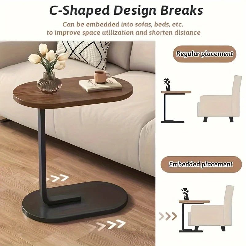 Chic C-Shaped Wooden Side Tabl
