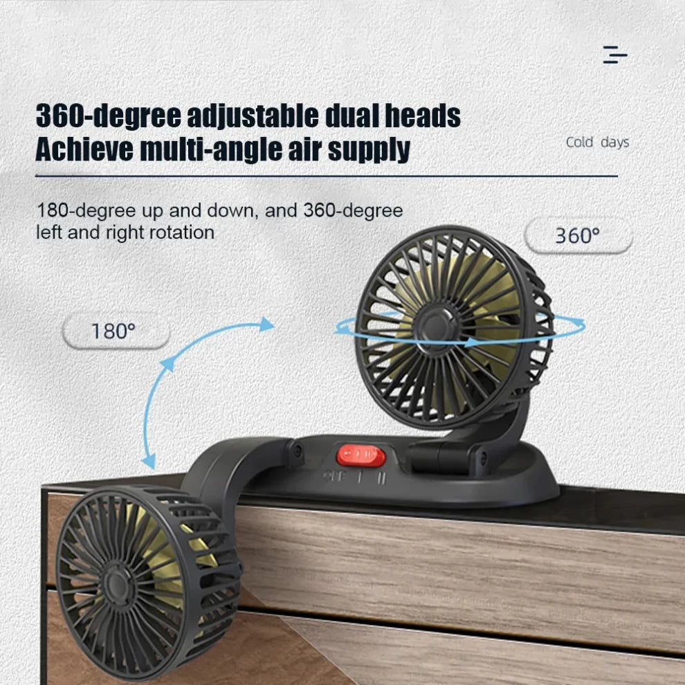 Car Cooling Fan Dual Head Lighter Powered -12V