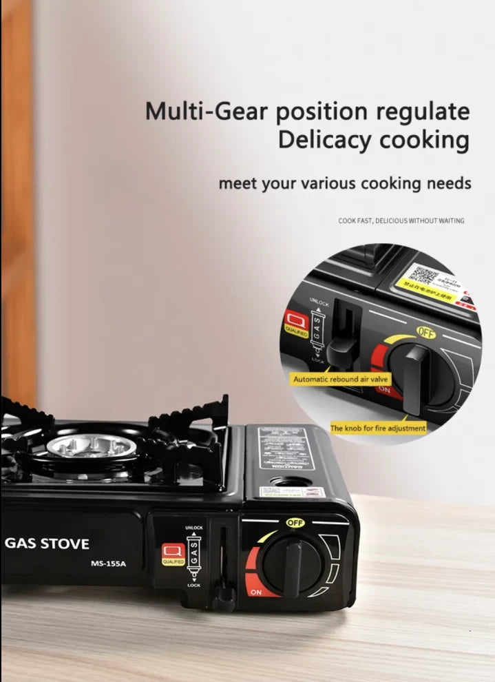 Camping  Black Portable Gas Stove + Gas Butane Bottle