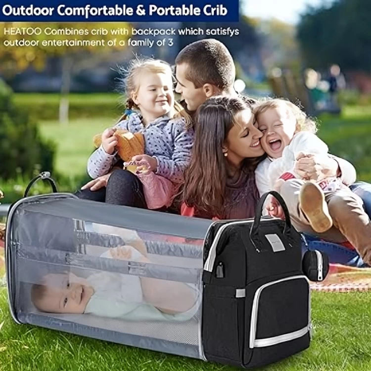 2 in 1Foldable Travel Baby Diaper Backpack  with bed