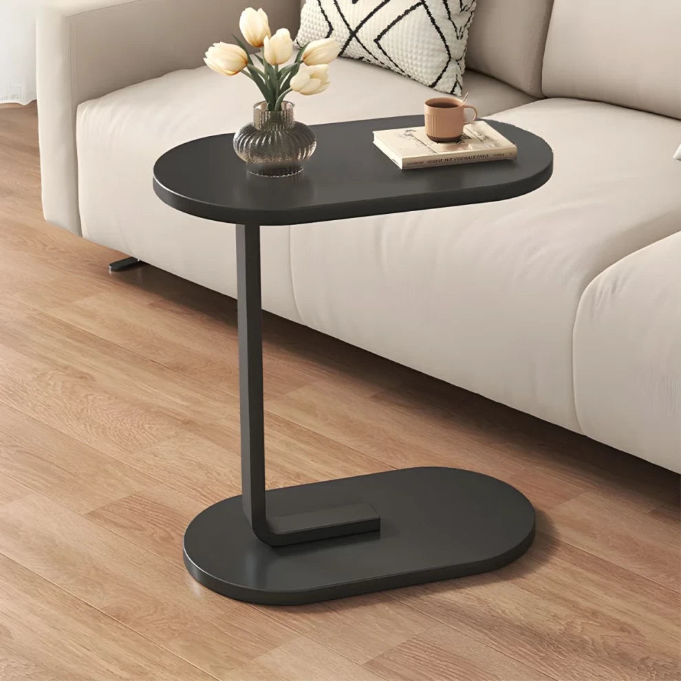 C-Shaped End Table Premium Black Coffee & TV Dinner Bedside Side Table Black (With installation)