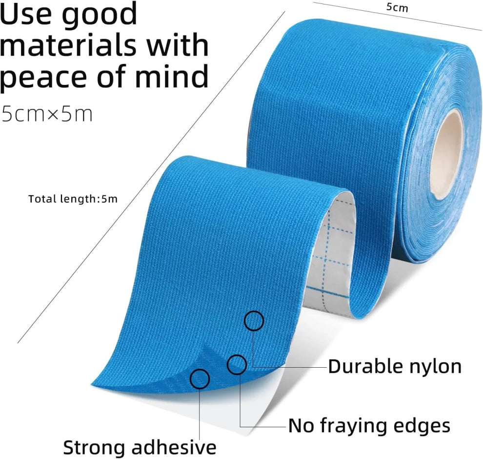 Sports Tape for Ankle, Knee Pain, Elbow & Shoulder Muscle, Uncut (Blue) 5 Meter