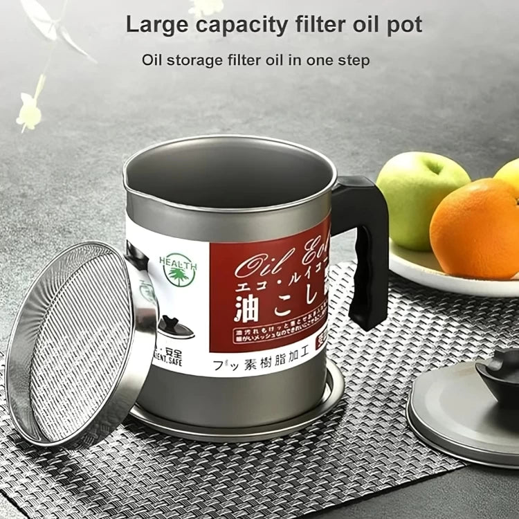 Stainless Steel Cooking Oil Container With Strainer Lid -1.4L