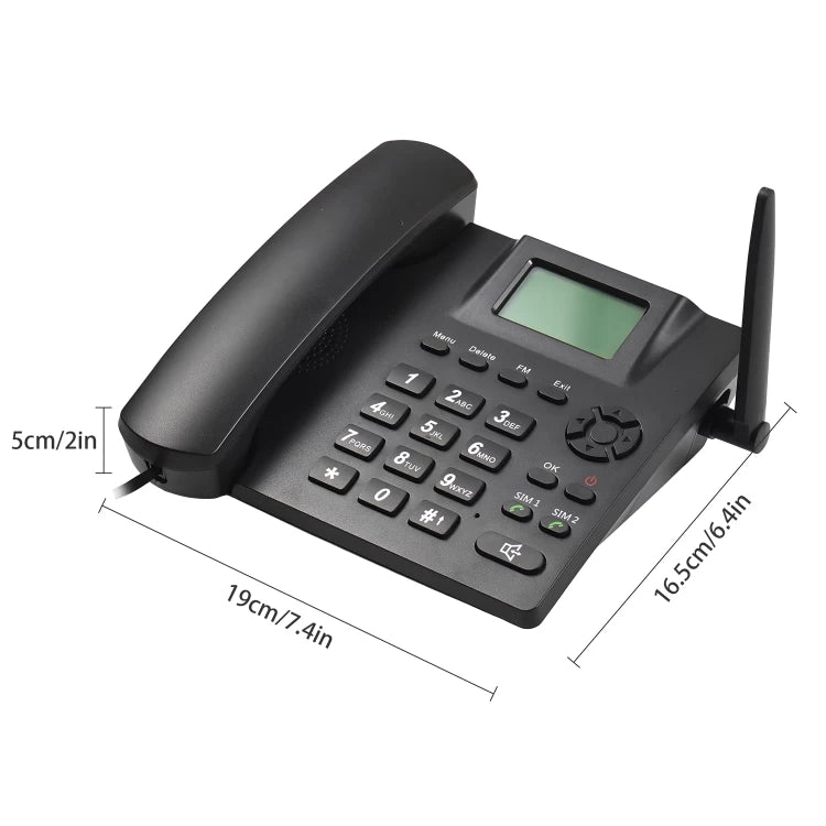 Wireless GSM Desk Phone with 2 SIM cards slots-ReChargable Battery