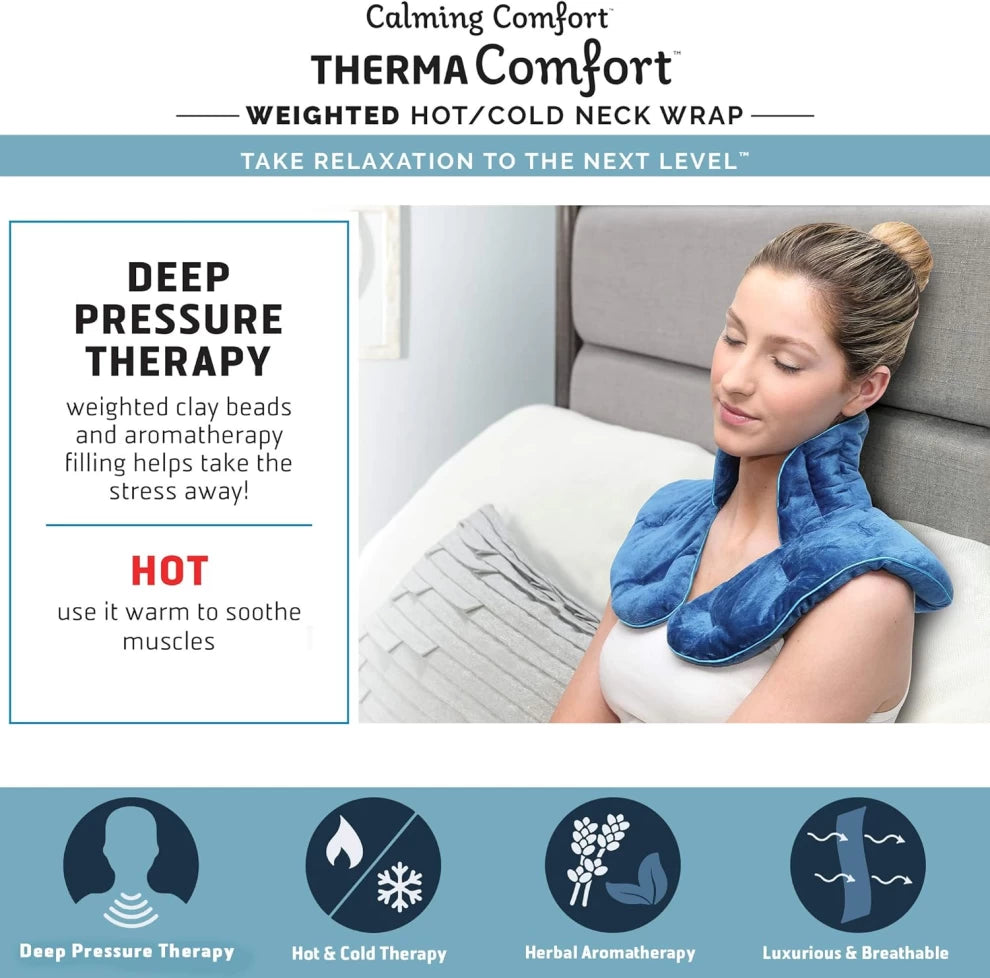 Calming Therma Comfort Weighted Hot Neck Shoulder Wrap-Microwave Pad