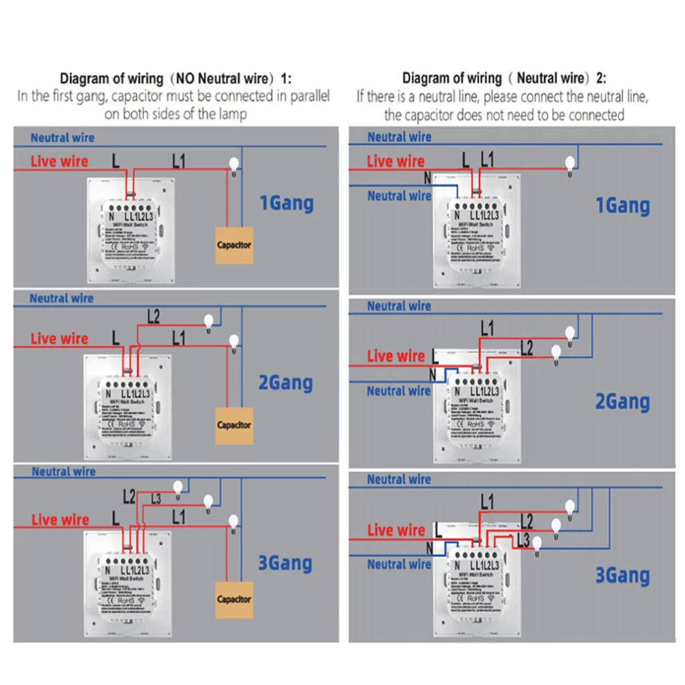 1 Gang Smart Touch switch - No Neutral