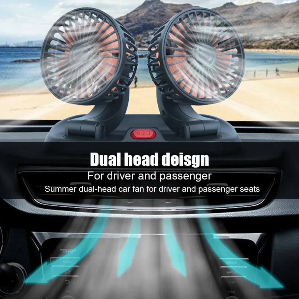 Car Cooling Fan Dual Head Lighter Powered -12V