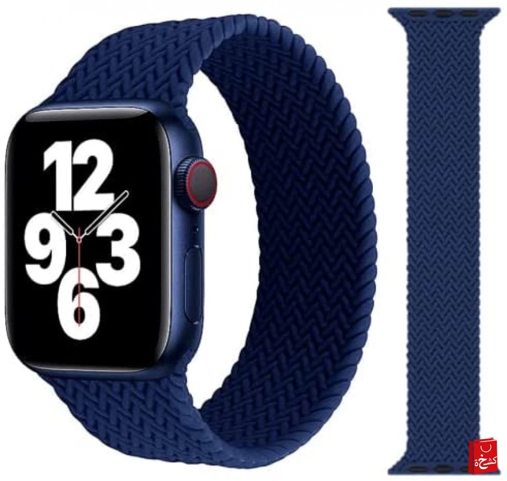 Braided Solo Loop Silicone Watchband For Apple watch- Blue Navy