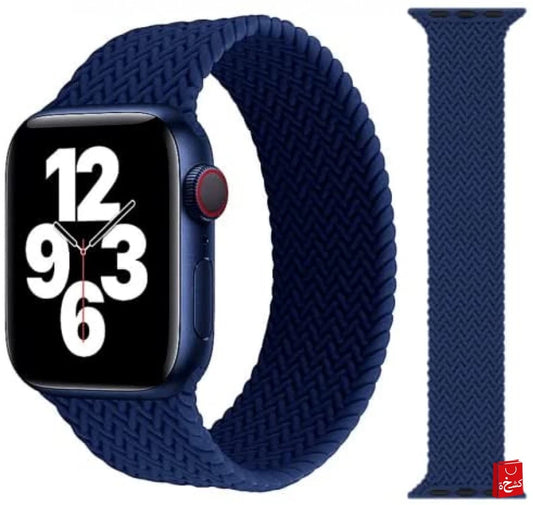 Braided Solo Loop Silicone Watchband For Apple watch- Blue Navy