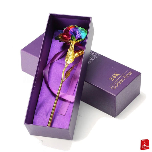 24k Gold Rose Flower Valentine's Gift - Rainbow Color