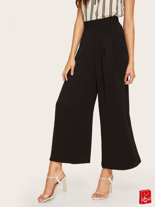 SHEIN Zip Side Slant Pocket Wide Leg Trousers