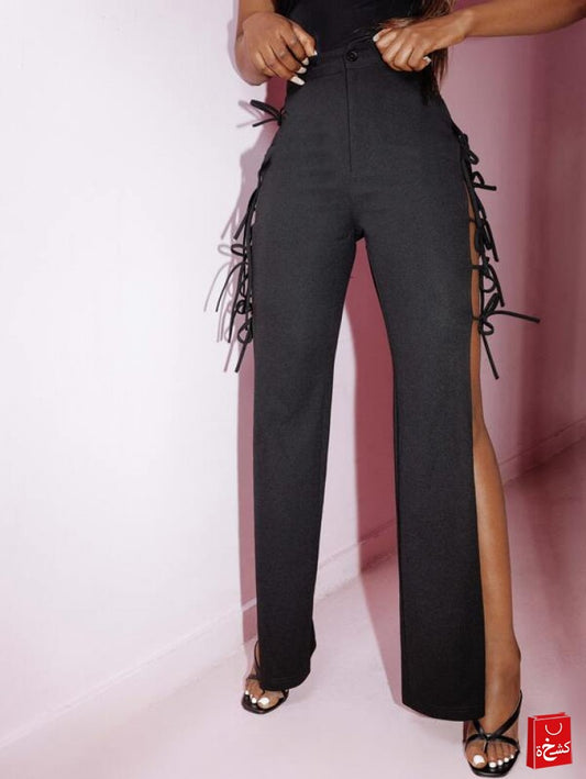 SHEIN Tied Split Thigh Side Pants