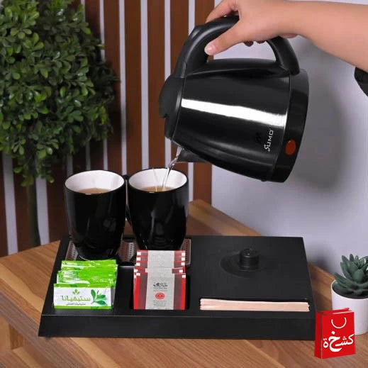 Sumo Electric Hotel Kettle With Ceramic Cups Black 1.2L-Black